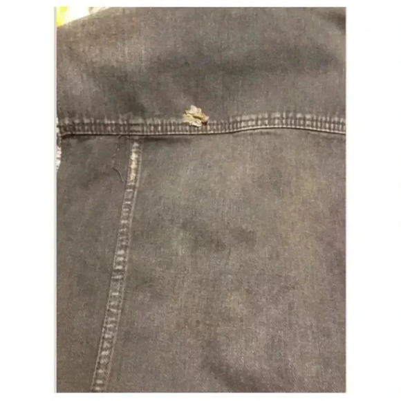 Women FREE PEOPLE Black Gray Denim Knit Jean Hoodie Button Jacket Sz XS Shacket - Picture 5 of 7